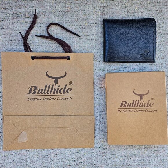 Men Wallet Billfold Genuine Leather Handmade Card Holder Purse in a box and bag